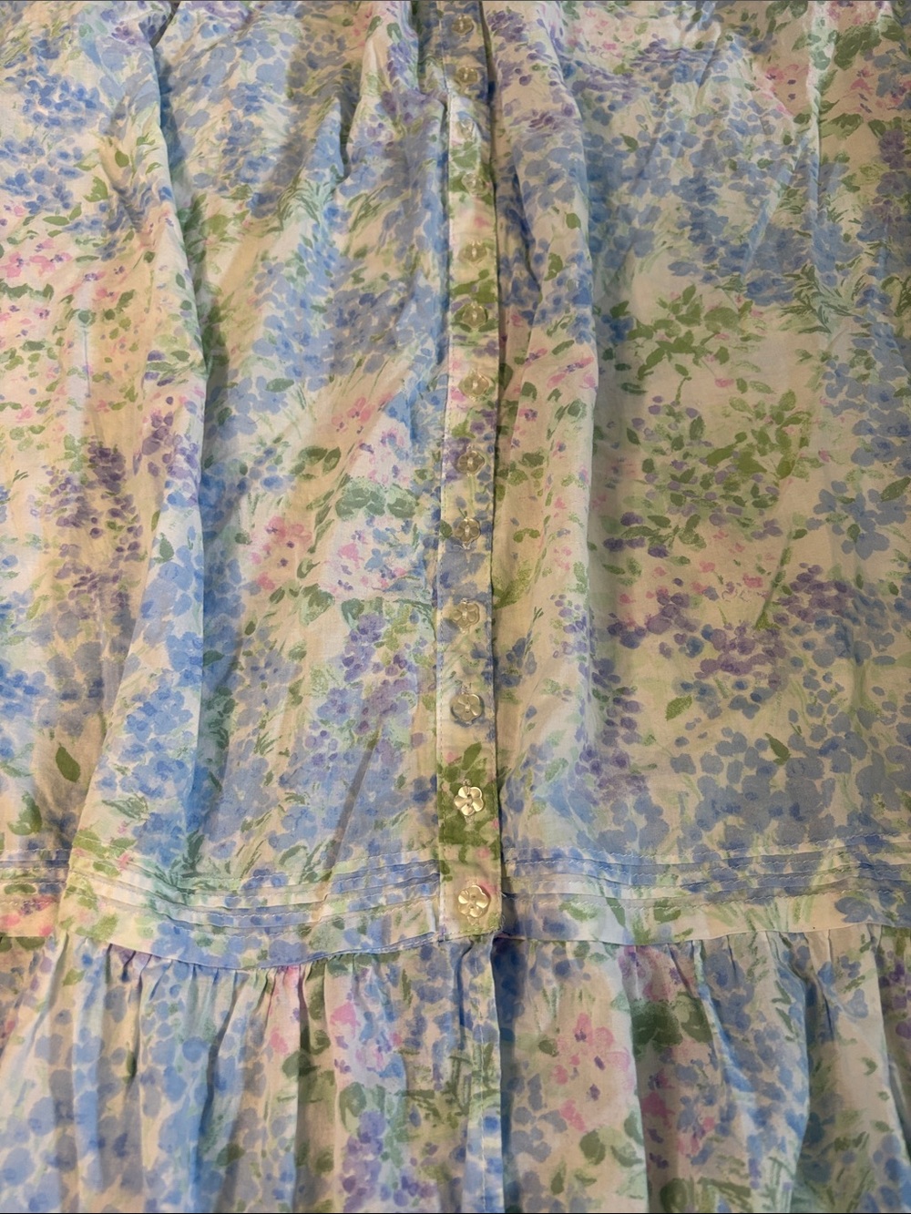 Eileen West Blue Floral Cotton Lawn Long Sleeve Ballet Nightgown Small Victorian - Picture 2 of 8